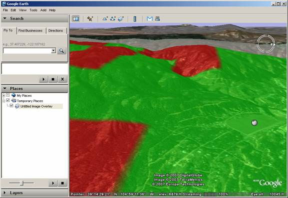 Area Coverage Study Results Displayed in Google Earth