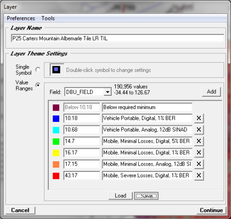 Carters Mountain Coverage Layer Settings