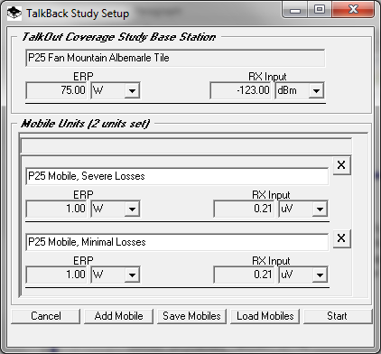 TalkBack Study Setup Window