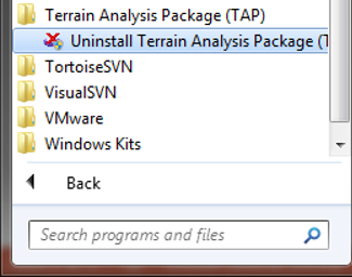 Uninstall TAP from the Win 7 Start Menu