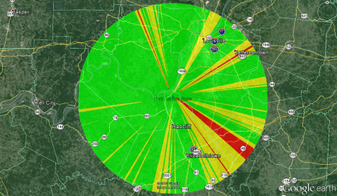 Radar Coverage, National Weather Service at Fort Knox, 0.25 degrees