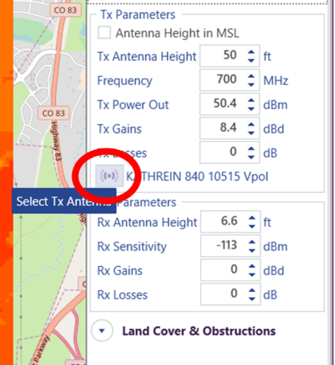 Antenna Load Button in Quick Coverage Panel